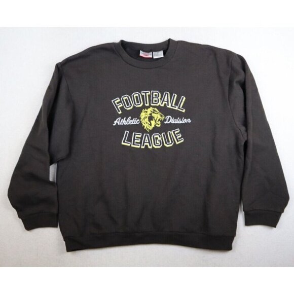 AEROPOSTALE - MEN'S BROWN CREW NECK PULLOVER SWEATSHIRT - FOOTBALL - LION - Picture 2 of 7